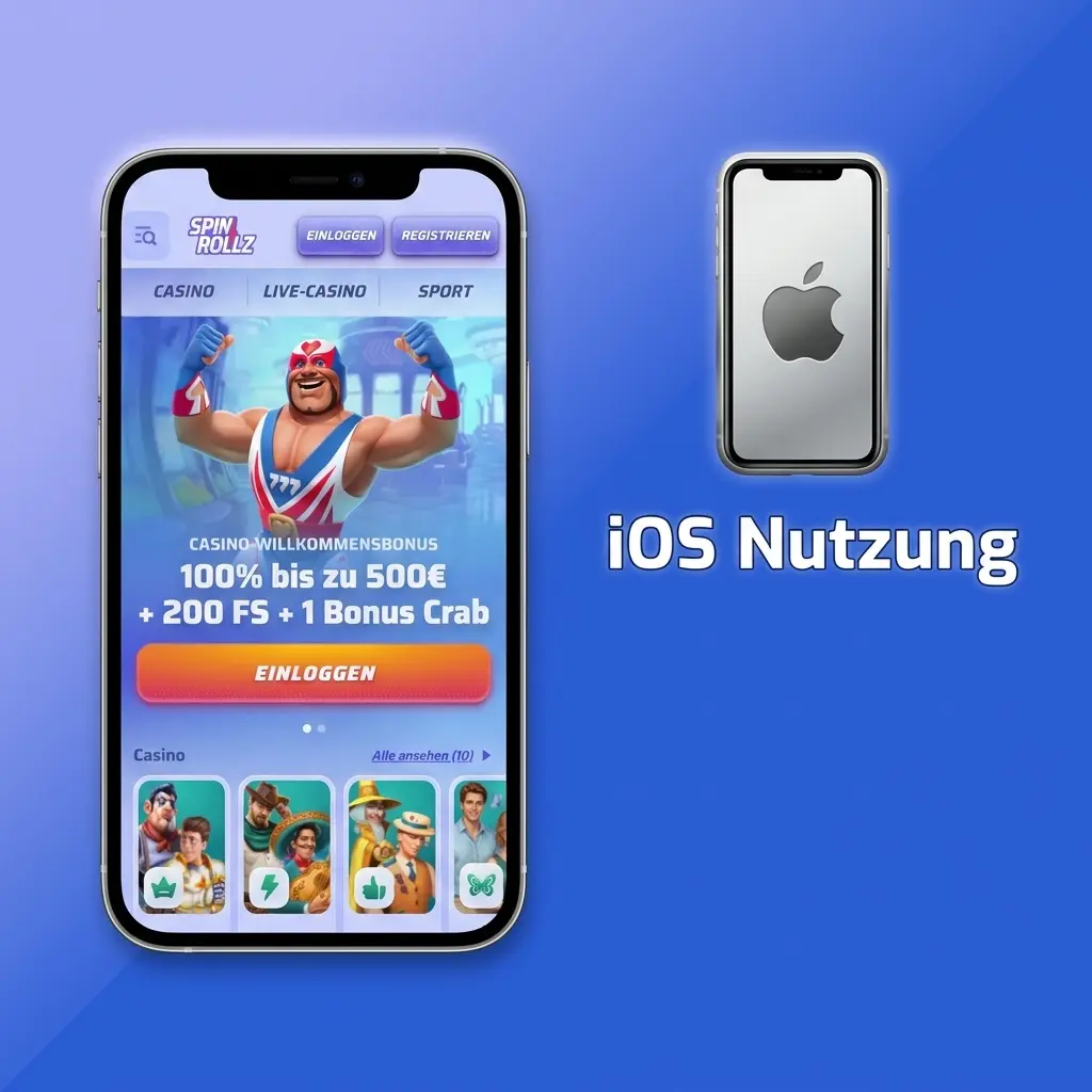 Spinrollz mobile Website Verknüpfung auf einem iPhone