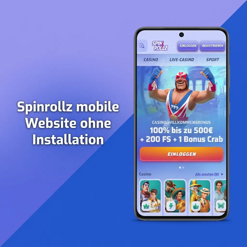 Spinrollz mobile Website auf Smartphone und Tablet
