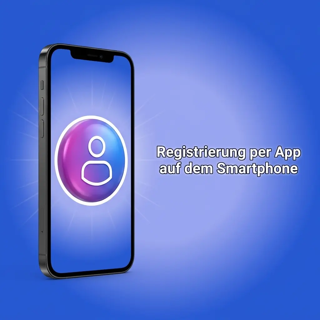 Smartphone mit geöffneter Registrierungs App